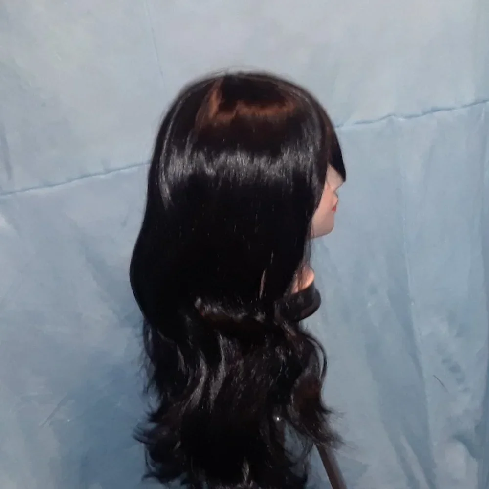 JET BLACK Long Wavy Synthetic
